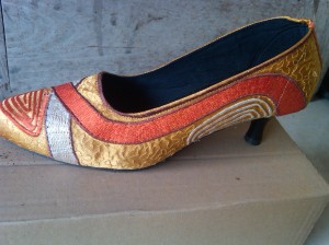 Sepatu Bordir Motif ONS Orange, Sepatu Wanita Murah, 081 937 043 584